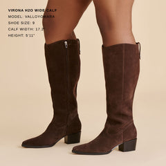 Virona H2O Waterproof Dk Brown Suede Wide Calf Boots
