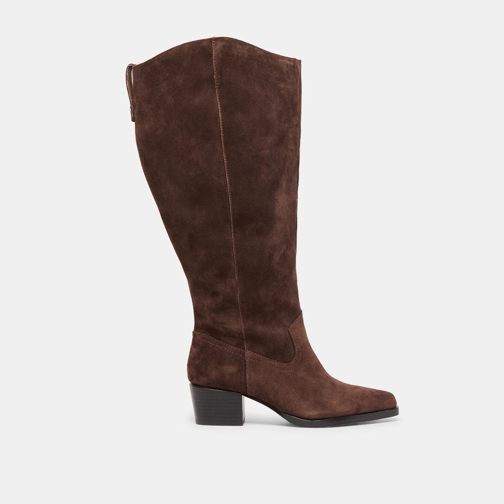 Virona H2O Waterproof Dk Brown Suede Extra Wide Calf Boots