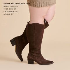 Virona H2O Waterproof Dk Brown Suede Extra Wide Calf Boots