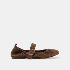 Caely Dk Brown Suede Ballet Flats