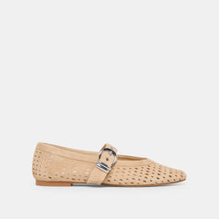 Mikel Camel Perforated Suede Ballet Flats