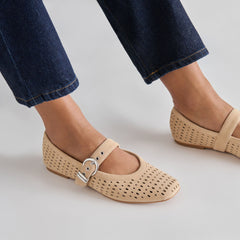 Mikel Camel Perforated Suede Ballet Flats