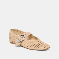 Mikel Camel Perforated Suede Ballet Flats