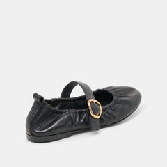 Caely Black Leather Ballet Flats