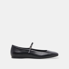 Reyes Black Leather Ballet Flats