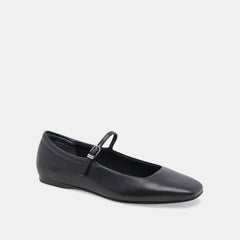 Reyes Black Leather Ballet Flats