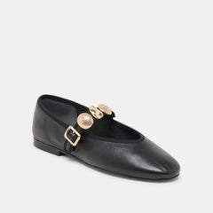 Relan Black Leather Ballet Flats