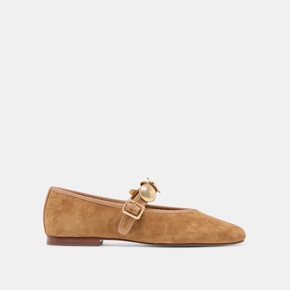 Relan Lt Brown Suede Ballet Flats