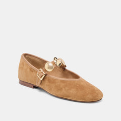 Relan Lt Brown Suede Ballet Flats