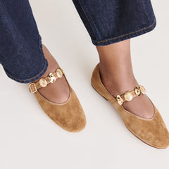 Relan Lt Brown Suede Ballet Flats