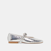 Relan Silver Distressed Leather Ballet Flats