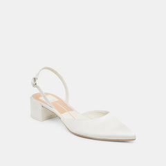 Carel Off White Satin Heels