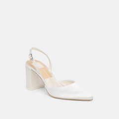 Carel True White Satin High Heels
