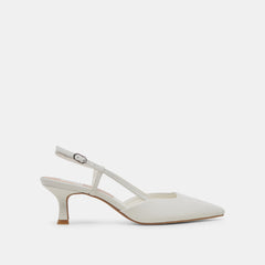 Odela White Leather Heels