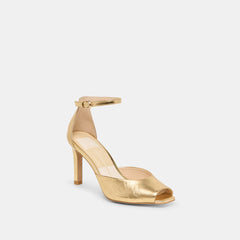 Serlo Gold Crinkle Patent Heels