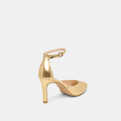 Serlo Gold Crinkle Patent Heels