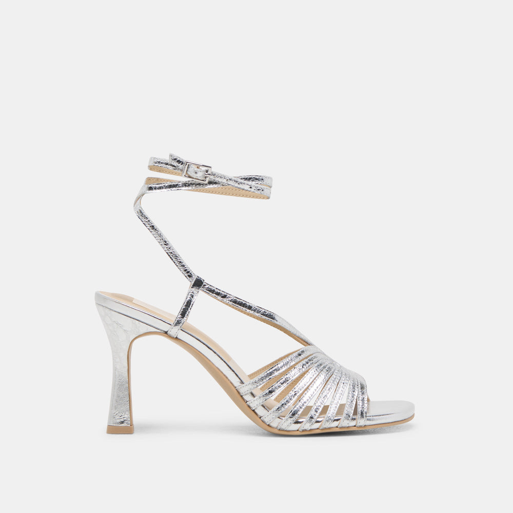 Nivana Silver Distressed Leather Heels