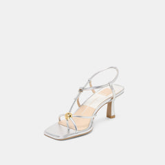 Mylee Silver Distressed Leather Heels