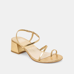 Trini Gold Leather Heels