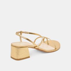 Trini Gold Leather Heels