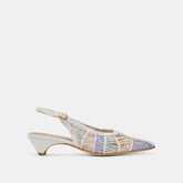 Dafney White Multi Woven Leather Heels