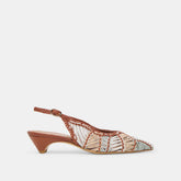 Dafney Tan Multi Woven Leather Heels
