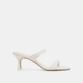 Genora White Leather Heels