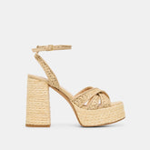 Danila Lt Natural Cross Hatch Raffia Heels