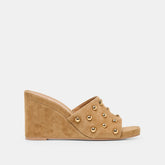 Holta Stud Lt Brown Suede Wedges