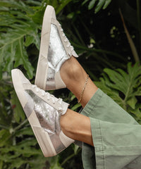 Zina Sneakers Chrome Distressed Leather Chrome Leather Sneakers
