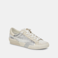 Zina Sneakers Chrome Distressed Leather Chrome Leather Sneakers