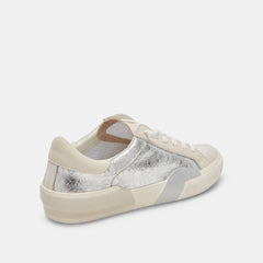 Zina Sneakers Chrome Distressed Leather Chrome Leather Sneakers