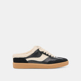Notice Slide Plush Black Woven Leather Sneakers