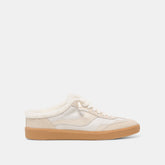 Notice Slide Plush Off White Crackled Leather Sneakers