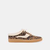 Notice Slide Plush Brown Leopard Printed Suede Sneakers