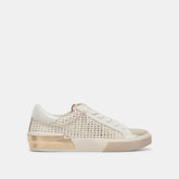 Zina Bone Gold Woven Wide Sneakers