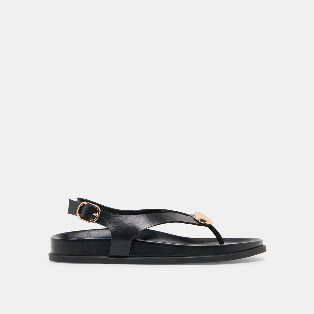 Jony Black Leather Sandals