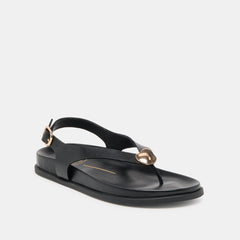 Jony Black Leather Sandals