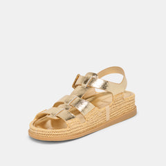 Shenna Gold Distressed Leather Sandals