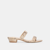 Kamile Natural Snake Embossed Leather Sandals
