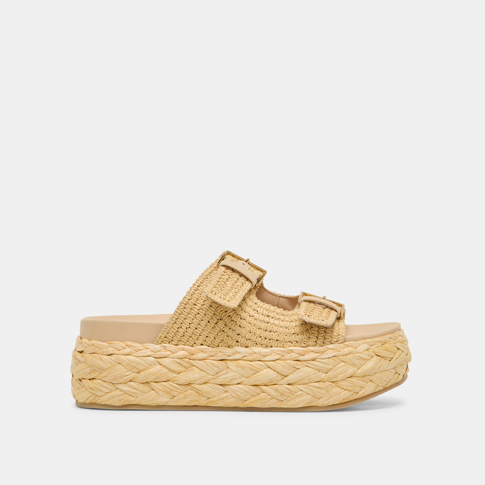 Falyn Lt Natural Woven Raffia Sandals