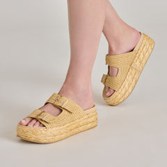Falyn Lt Natural Woven Raffia Sandals