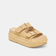 Falyn Lt Natural Woven Raffia Sandals