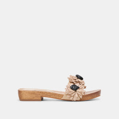 Ariena Black Natural Floral Raffia Sandals