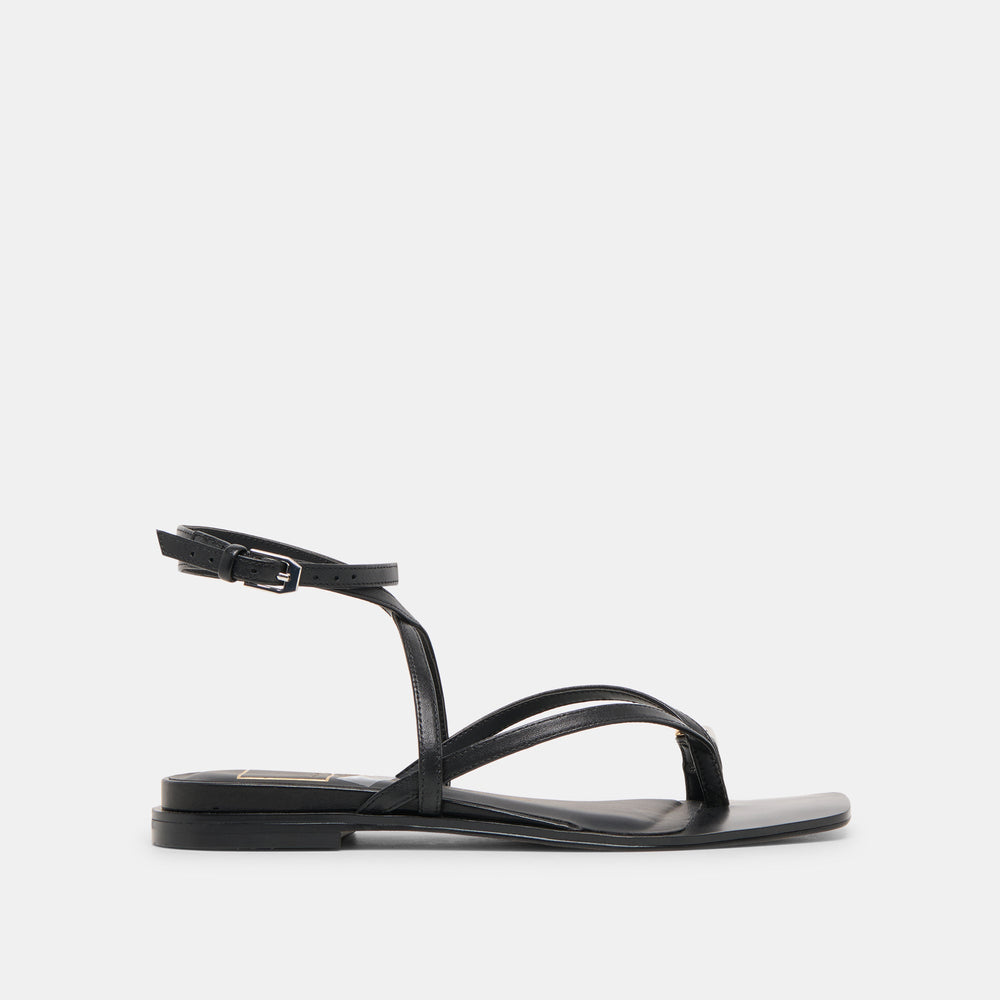 Tyrice Black Leather Sandals