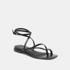 Tyrice Black Leather Sandals