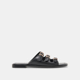 Fin Black Leather Sandals