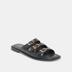 Fin Black Leather Sandals