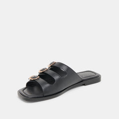 Fin Black Leather Sandals