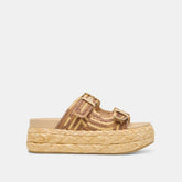 Falyn Brown Natural Woven Raffia Sandals